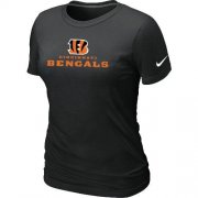 Wholesale Cheap Women's Nike Cincinnati Bengals Authentic Logo T-Shirt Black