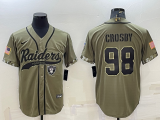 Wholesale Cheap Men's Las Vegas Raiders #98 Maxx Crosby 2022 Olive Salute to Service Cool Base Stitched Baseball Jersey