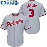Wholesale Cheap Nationals #3 Michael Taylor Grey New Cool Base 2019 World Series Champions Stitched MLB Jersey
