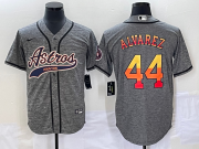 Wholesale Cheap Men's Houston Astros #44 Yordan Alvarez Grey Gridiron Cool Base Stitched Baseball Jersey