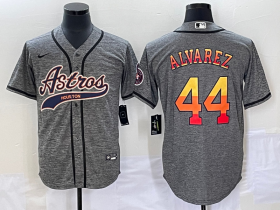 Wholesale Cheap Men\'s Houston Astros #44 Yordan Alvarez Grey Gridiron Cool Base Stitched Baseball Jersey