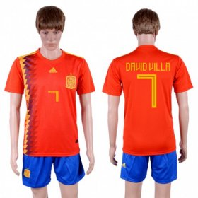 Wholesale Cheap Spain #7 David Villa Home Soccer Country Jersey