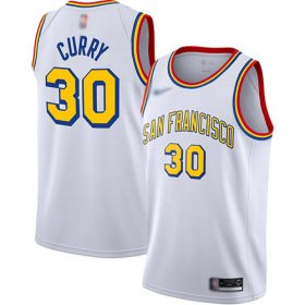 Wholesale Cheap Warriors #30 Stephen Curry White Basketball Swingman Hardwood San Francisco Classic Edition Jersey