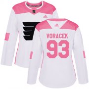 Wholesale Cheap Adidas Flyers #93 Jakub Voracek White/Pink Authentic Fashion Women's Stitched NHL Jersey