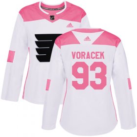 Wholesale Cheap Adidas Flyers #93 Jakub Voracek White/Pink Authentic Fashion Women\'s Stitched NHL Jersey