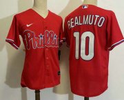 Wholesale Cheap Men's Philadelphia Phillies #10 JT Realmuto Red Stitched MLB Cool Base Nike Jersey