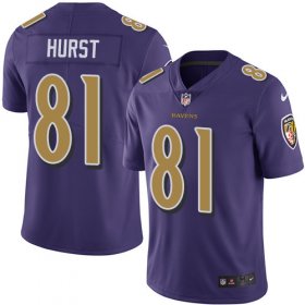 Wholesale Cheap Nike Ravens #81 Hayden Hurst Purple Men\'s Stitched NFL Limited Rush Jersey