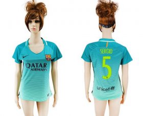 Wholesale Cheap Women\'s Barcelona #5 Sergio Sec Away Soccer Club Jersey