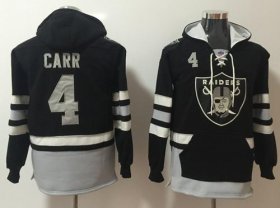 Wholesale Cheap Nike Raiders #4 Derek Carr Black/Grey Name & Number Pullover NFL Hoodie