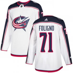 Wholesale Cheap Adidas Blue Jackets #71 Nick Foligno White Road Authentic Stitched Youth NHL Jersey