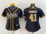 Wholesale Cheap Women's New Orleans Saints #41 Alvin Kamara Black With Patch Cool Base Stitched Baseball Jersey