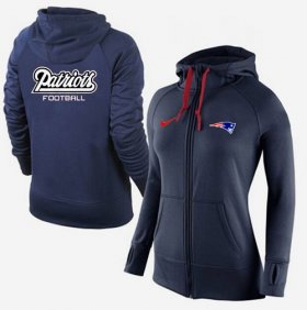 Wholesale Cheap Women\'s Nike New England Patriots Full-Zip Performance Hoodie Dark Blue