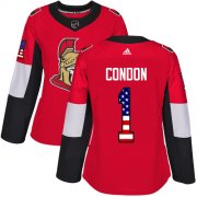 Wholesale Cheap Adidas Senators #1 Mike Condon Red Home Authentic USA Flag Women's Stitched NHL Jersey