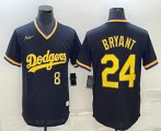Cheap Men's Los Angeles Dodgers #8 #24 Kobe Bryant Number Black Stitched Pullover Throwback Nike Jerseys