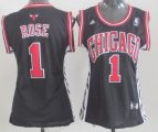 Wholesale Cheap Chicago Bulls #1 Derrick Rose Black Womens Jersey