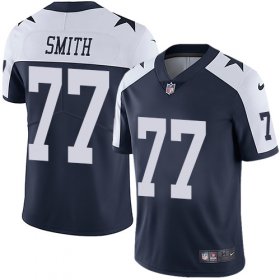 Wholesale Cheap Nike Cowboys #77 Tyron Smith Navy Blue Thanksgiving Men\'s Stitched NFL Vapor Untouchable Limited Throwback Jersey