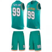 Wholesale Cheap Nike Dolphins #99 Jason Taylor Aqua Green Team Color Men's Stitched NFL Limited Tank Top Suit Jersey