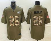 Cheap Men's Philadelphia Eagles #26 Saquon Barkley Olive With Camo 2017 Salute To Service Stitched NFL Nike Limited Jersey