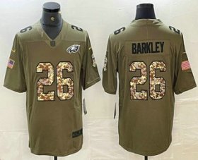 Cheap Men\'s Philadelphia Eagles #26 Saquon Barkley Olive With Camo 2017 Salute To Service Stitched NFL Nike Limited Jersey