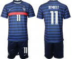 Wholesale Cheap Men 2020-2021 European Cup France home blue 11 Soccer Jersey