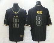 Wholesale Cheap Men's Atlanta Falcons #8 Kyle Pitts Black 100th Season Golden Edition Jersey