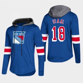 Wholesale Cheap Rangers #18 Marc Staal Blue 2018 Pullover Platinum Hoodie