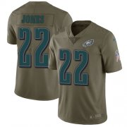 Wholesale Cheap Nike Eagles #22 Sidney Jones Olive Youth Stitched NFL Limited 2017 Salute to Service Jersey