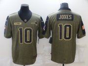 Wholesale Cheap Men's New England Patriots #10 Mac Jones 2021 Olive Salute To Service Limited Stitched Jersey
