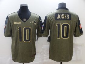 Wholesale Cheap Men\'s New England Patriots #10 Mac Jones 2021 Olive Salute To Service Limited Stitched Jersey
