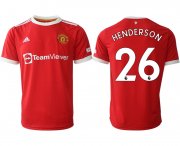 Wholesale Cheap Men 2021-2022 Club Manchester United home red aaa version 26 Adidas Soccer Jersey