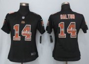 Wholesale Cheap Nike Bengals #14 Andy Dalton Black Team Color Women's Stitched NFL Elite Strobe Jersey