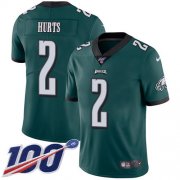 Wholesale Cheap Nike Eagles #2 Jalen Hurts Green Team Color Men's Stitched NFL 100th Season Vapor Untouchable Limited Jersey