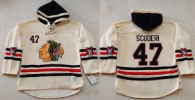 Wholesale Cheap Blackhawks #47 Rob Scuderi Cream Heavyweight Pullover Hoodie Stitched NHL Jersey