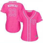 Wholesale Cheap Twins #33 Justin Morneau Pink Fashion Women's Stitched MLB Jersey