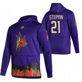 Wholesale Cheap Arizona Coyotes #21 Derek Stepan Adidas Reverse Retro Pullover Hoodie Purple