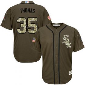 Wholesale Cheap White Sox #35 Frank Thomas Green Salute to Service Stitched Youth MLB Jersey