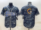Wholesale Cheap Men's Los Angeles Rams Grey Camo Team Big Logo With Patch Cool Base Stitched Baseball Jersey