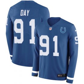 Wholesale Cheap Nike Colts #91 Sheldon Day Royal Blue Team Color Men\'s Stitched NFL Limited Therma Long Sleeve Jersey