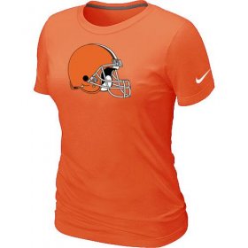 Wholesale Cheap Women\'s Nike Cleveland Browns Logo NFL T-Shirt Orange