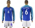 Wholesale Cheap Brazil #6 Kasmirski Away Long Sleeves Soccer Country Jersey