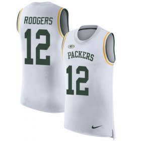 Wholesale Cheap Nike Packers #12 Aaron Rodgers White Men\'s Stitched NFL Limited Rush Tank Top Jersey