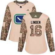 Wholesale Cheap Adidas Canucks #16 Trevor Linden Camo Authentic 2017 Veterans Day Women's Stitched NHL Jersey