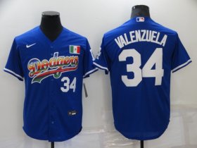 Wholesale Cheap Men\'s Los Angeles Dodgers #34 Fernando Valenzuela Blue Stitched MLB Cool Base Nike Fashion Jersey