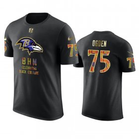 Wholesale Cheap Ravens #75 Jonathan Ogden Black Men\'s Black History Month T-Shirt