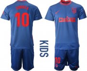 Wholesale Cheap Youth 2020-2021 club Atletico Madrid away 10 blue Soccer Jerseys