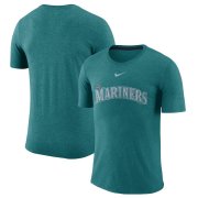 Wholesale Cheap Seattle Mariners Nike Wordmark Tri-Blend T-Shirt Teal
