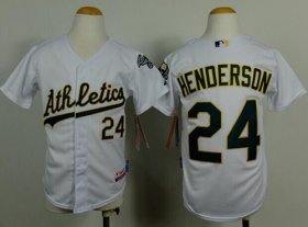 Wholesale Cheap Athletics #24 Rickey Henderson White Cool Base Stitched Youth MLB Jersey