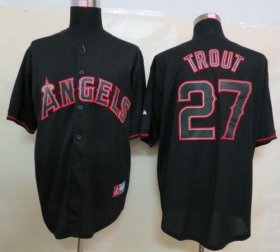 Wholesale Cheap Angels of Anaheim #27 Mike Trout Black Fashion Stitched MLB Jersey
