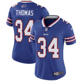 Wholesale Cheap Nike Bills #34 Thurman Thomas Royal Blue Team Color Women\'s Stitched NFL Vapor Untouchable Limited Jersey