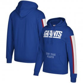 Wholesale Cheap New York Giants Mitchell & Ness Three Stripe Pullover Hoodie Royal